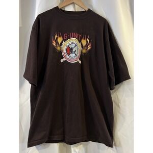 Vintage‎ G-Unit Mens Shirt Brown Short Sleeve Hip Hop 50 Cent Y2K